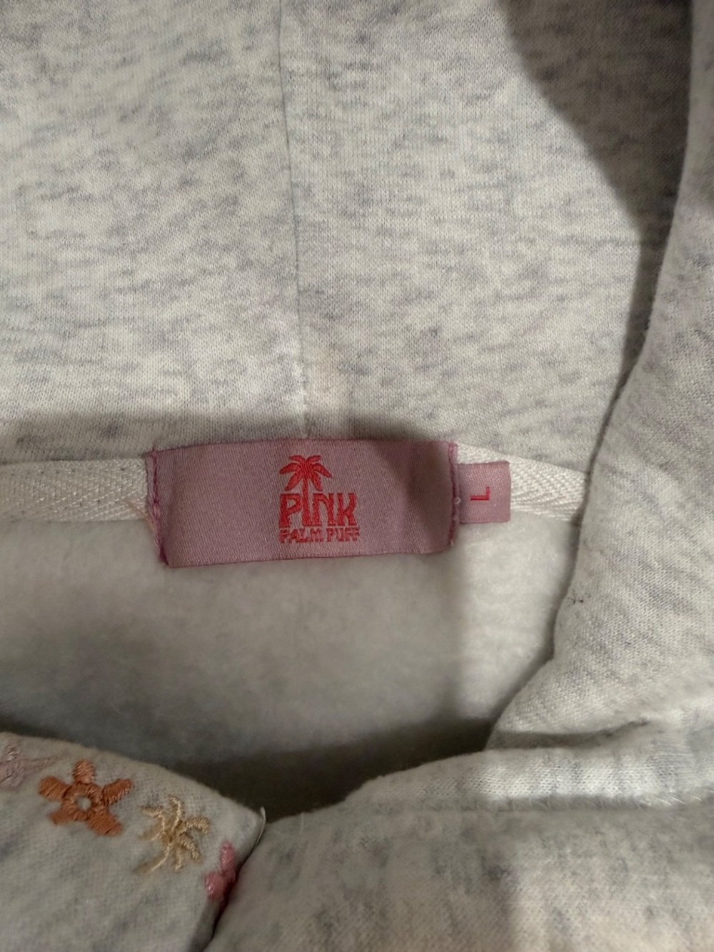 “Chase the Sun” Relaxed Hoodie in Heather Cloud Pink Palm Puff - Picture 2 of 5